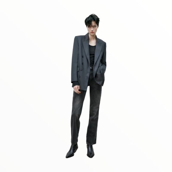 ZARA | Black | ZW THE STRAIGHT FULL LENGTH JEANS - Picture 5 of 10